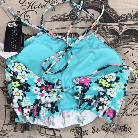 California Waves Floral-Print Swim Bikini Top - Picture 7 of 10
